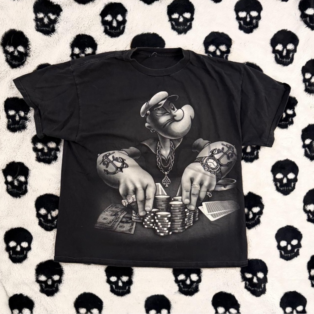 vintage popeye cartoon gangster graphic tee